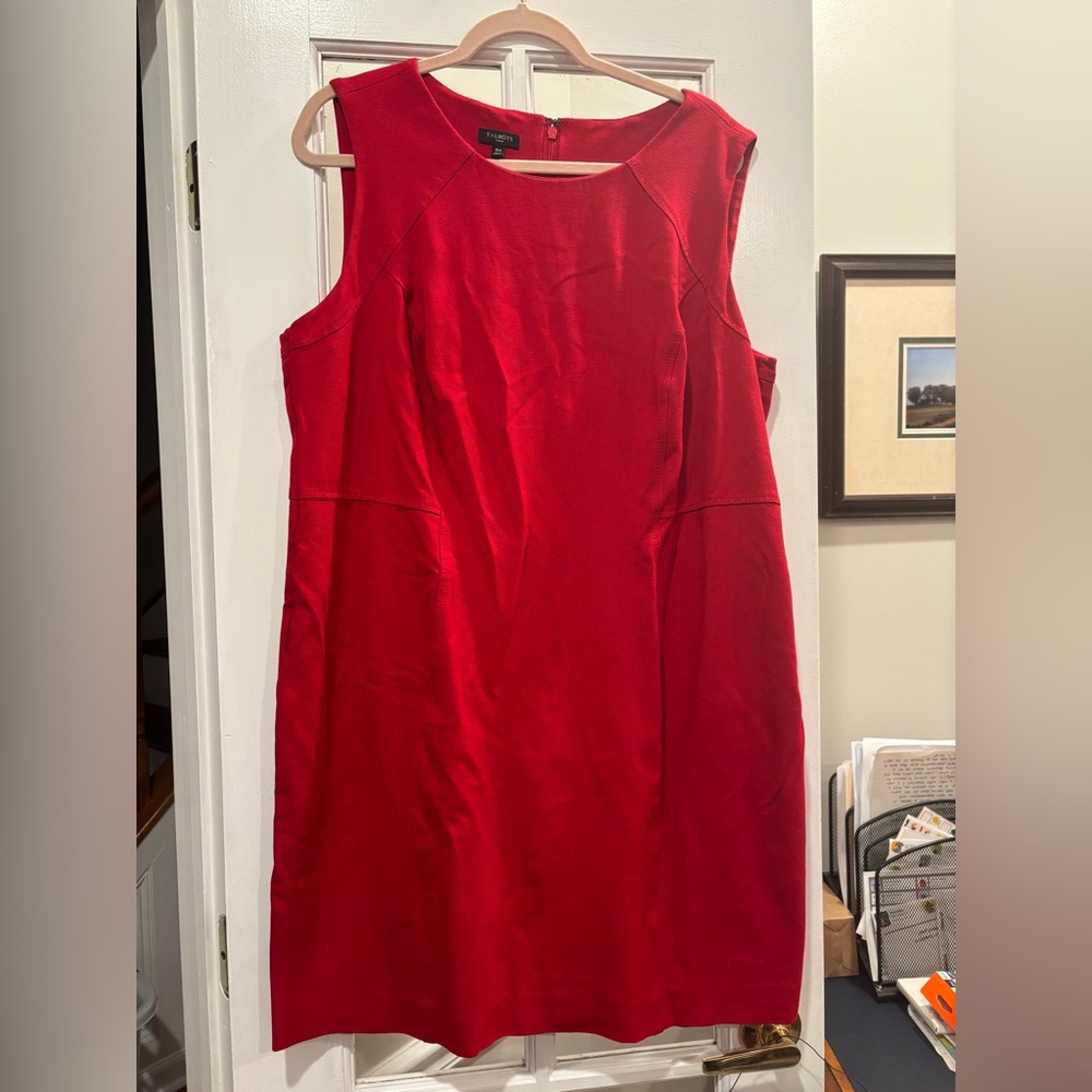 TALBOTS Red Sleeveless Sheath Dress - Size 16W